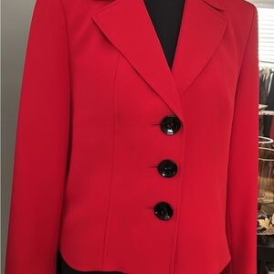 Kasper Red Blazer with Black Accents